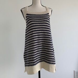 Anthropologie Navy and Cream Knit Tank